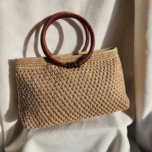 The SAK Tan Crochet Hobo Purse/ Handbag